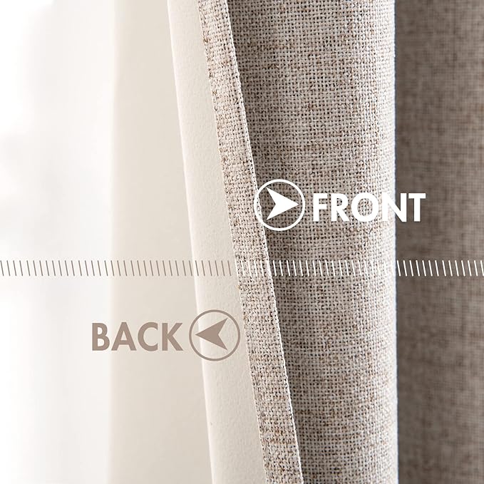 MIULEE Linen Texture Curtains for Bedroom Solid 100% Blackout Thermal Insulated - Image 6