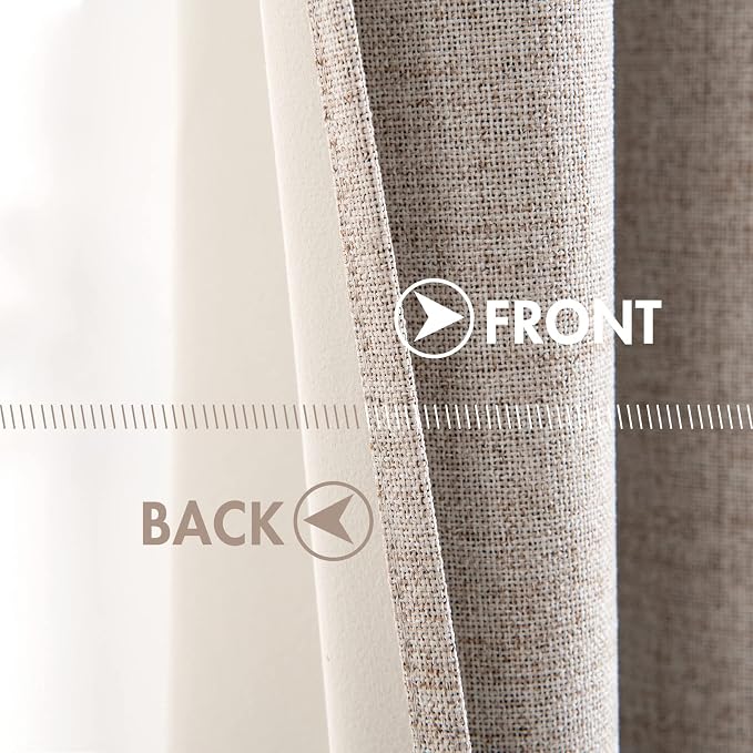 MIULEE Linen Blackout Curtains and Drapes 100% Room Darkening Thermal Insulated - Image 6