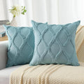 decorUhome Throw Pillow Covers 22x22 Inch Set of 2, Soft Plush Faux Fur Wool Aqua Couch Pillow Covers, Decorative Neutral Pillow Cases for Bed Sofa Living Room Home Decor