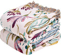 MSGKV Boho Throw Blanket for Couch 50"x60" Floral 100% Cotton Blanket Spring by MSGKVHomeTextiles