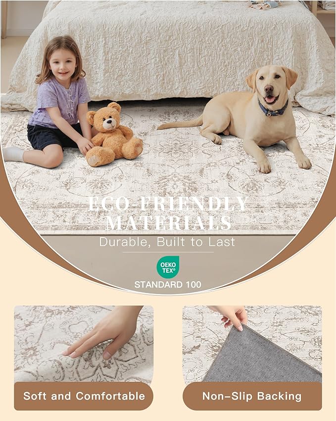 Madane 2x3 Washable Rugs for Entryway, Low Pile Non-Slip Small Area Rug Kitchen - Image 5