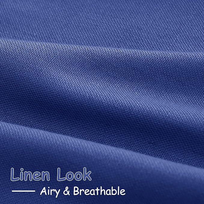 Nanspring Classic Blue Linen Curtains Semi Sheer 96 Inches Long 2 Panels Set - Image 5