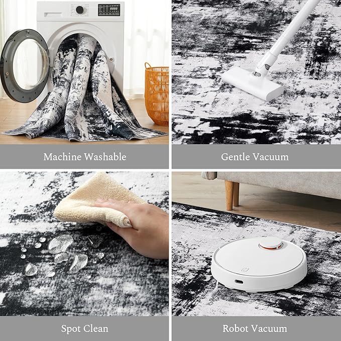 Rugflix 5x7 Area Rugs for Living Room, Washable Large Rug Stain-Resistant Low - Image 4