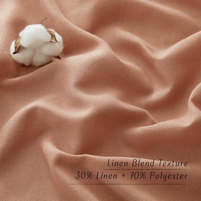 NICETOWN Thick Linen Terracotta Curtains 54 inch Length, Grommet Linen Burlap - Image 4