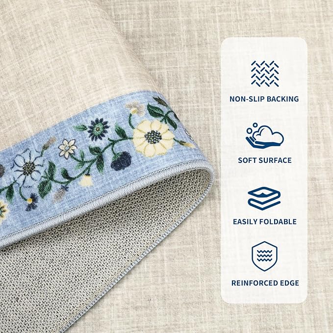 GarveeHome 4x6 Area Rugs for Bedroom Living Room Machine Washable Rugs Floral - Image 3
