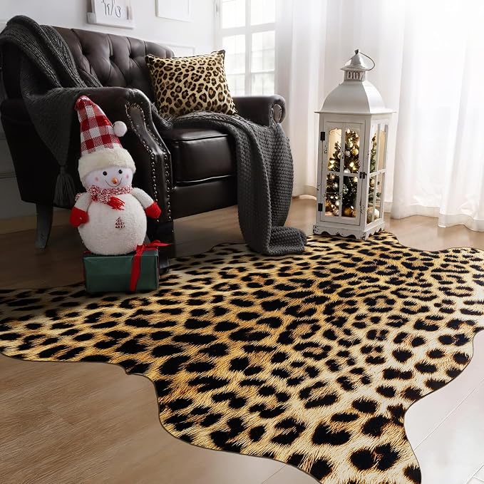 AROGAN Western Decor Faux Fur Leopard Rug, 8 x 10 Feet Premium Animal Skin - Image 7