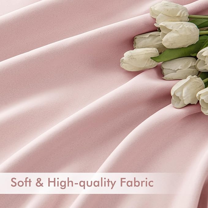 MIULEE Baby Pink Back Tab Blackout Curtains 96 Inch Long 2 Panels Set - Image 6