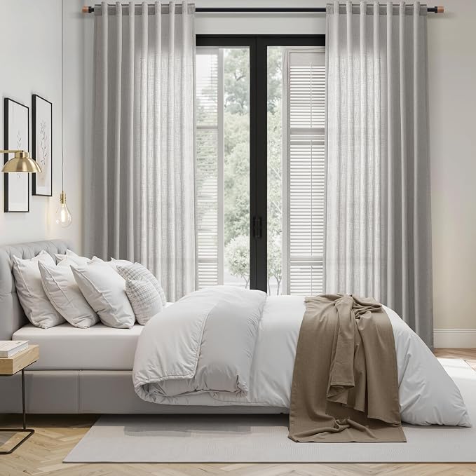 Nanspring Light Gray Linen Curtains 63 Inch Length - Image 8