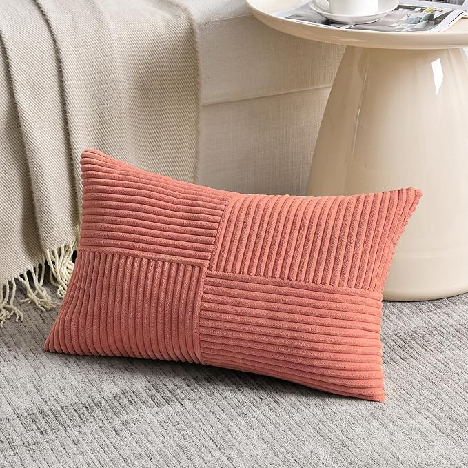 Fancy Homi 2 Packs Coral Lumbar Decorative Throw Pillow Covers 12x20 Inch - Image 2