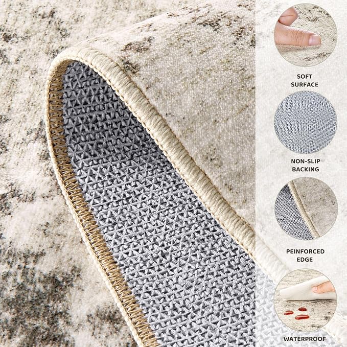UERMEI 2x3 Entryway Area Rug: Washable Neutral Modern Abstract Small Rug - Image 6