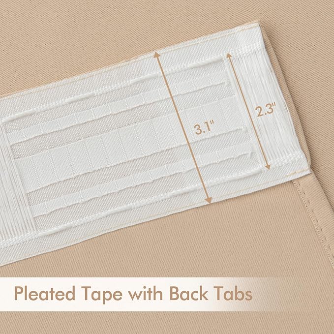 MIULEE Back Tab Beige Curtains 108 Inch Long 2 Panels Set - Image 4