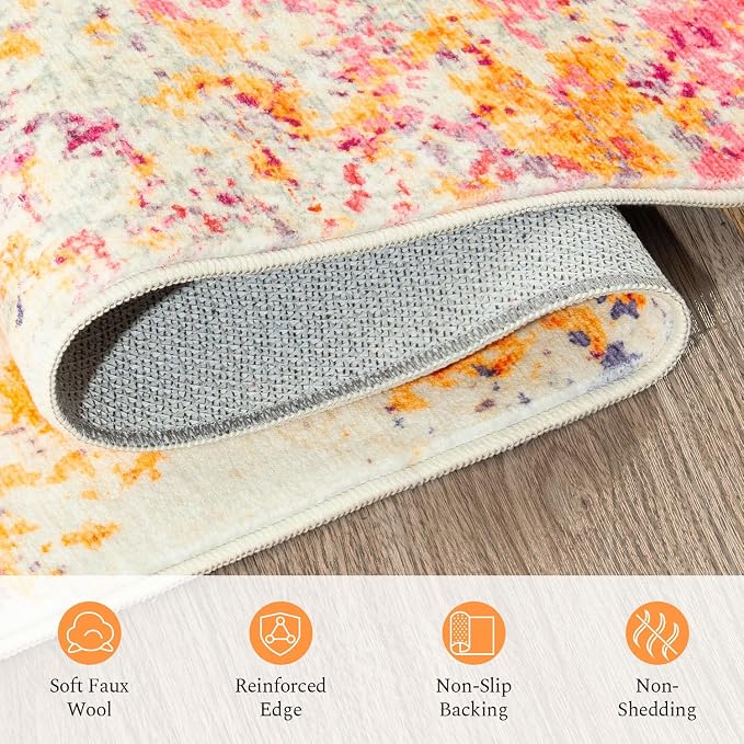 Rugflix 4x6 Area Rugs for Living Room, Washable Large Multicolor Rug - Image 7