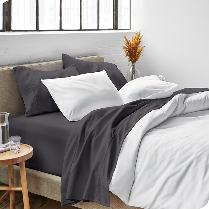 Bare Home Twin Sheet Set - 1800 Ultra-Soft Microfiber Twin Bed Sheets - Double Brushed - Deep Pockets - Easy Fit - Extra Soft - 3 Piece Set - Bedding Sheets & Pillowcases (Twin, Forged Iron Grey)