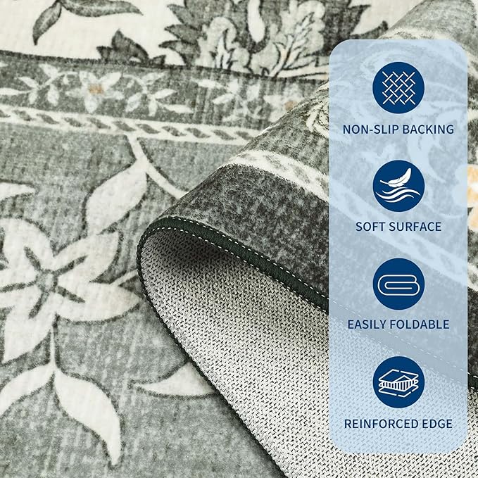 GarveeHome Provence Fog 2.5 x 8 Washable Kitchen Runner Rugs Non Slip Vintage - Image 6