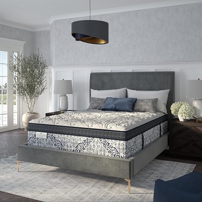 Kingsdown Passions Kelbrooke 16" Plush Euro Pillow Top Hybrid Mattress Twin XL, Gel Memory Foam Layer Motion Isolation Quilted Top Premium Mattress