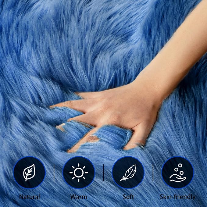 Ciicool Ultra Soft Faux Sheepskin Fur Rug Fluffy Chair Rug - Image 4