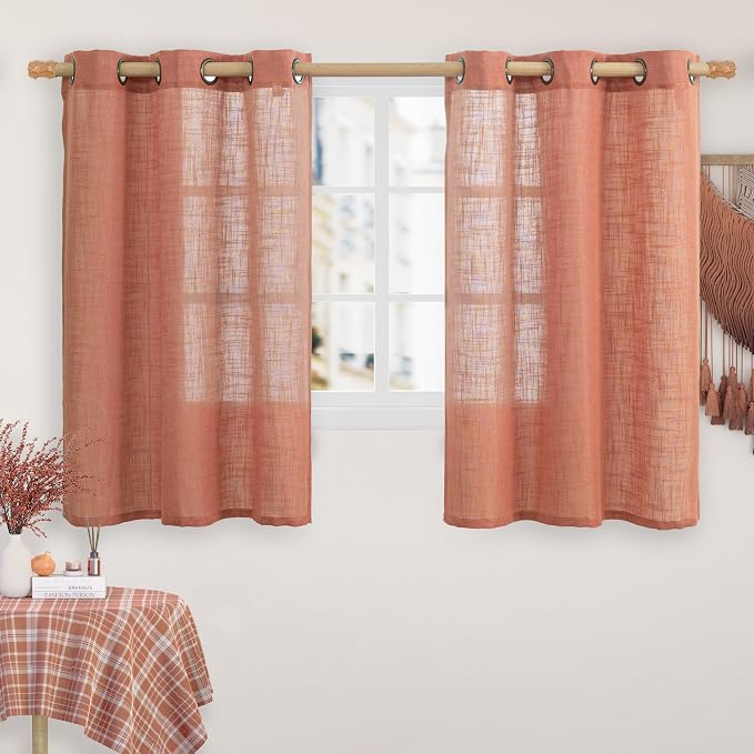 LAMIT Natural Linen Semi Sheer Curtains 48 Inch by LAMIT