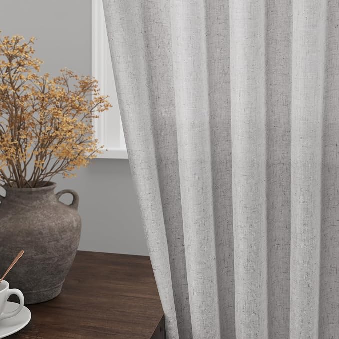 Nanspring Grey Linen Boho Curtains - Image 2