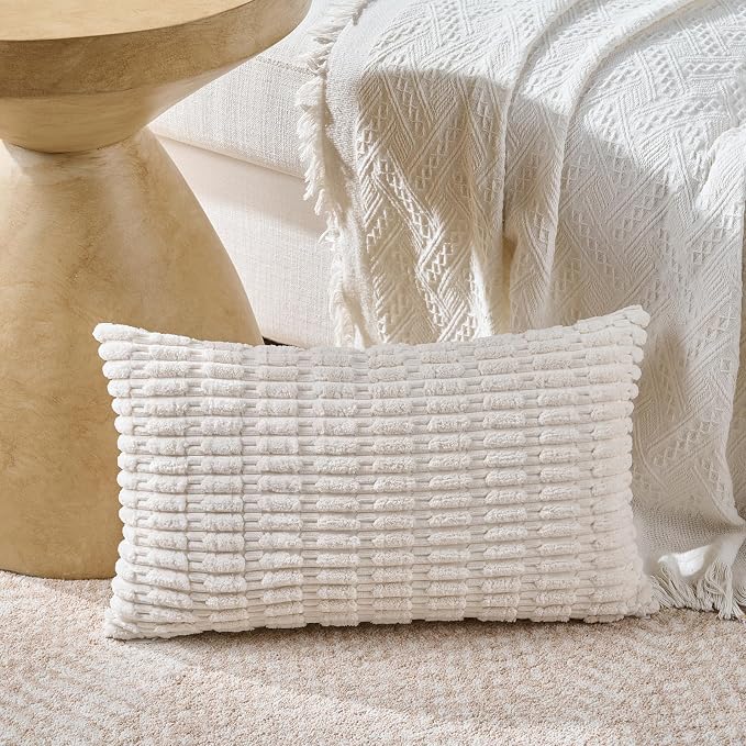 Fancy Homi Set of 4 Grey and White Long Lumbar Rectangle Decorative Throw - Image 2