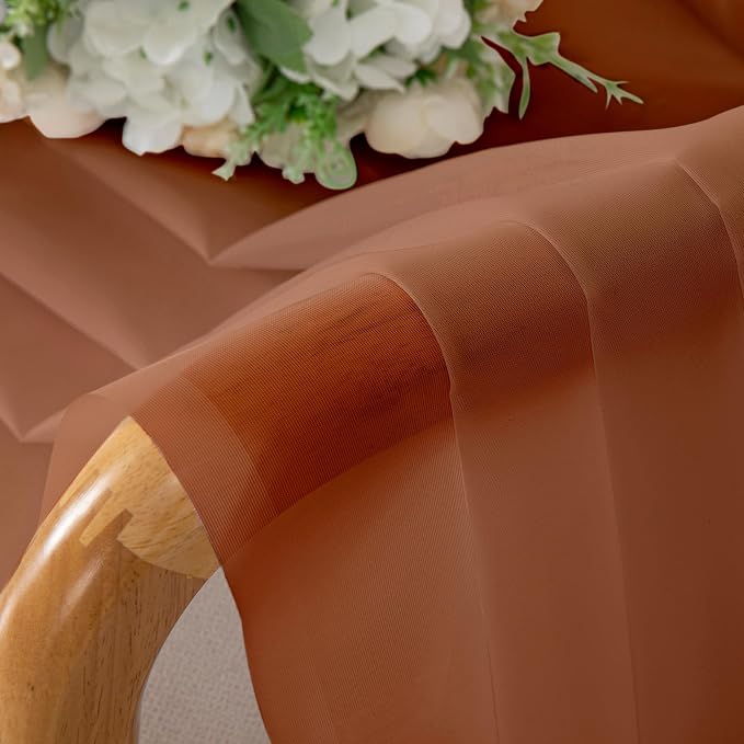 Chyhomenyc Orange Sheer Curtains 36 inch Length 2 Panels, Light Filtering Voile - Image 6