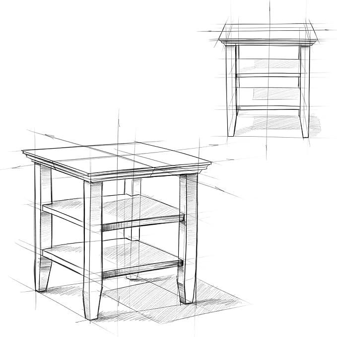 SIMPLIHOME Acadian SOLID WOOD 19 Inch Wide Square Transitional End Table in Distressed Grey, For the Living Room and Bedroom
