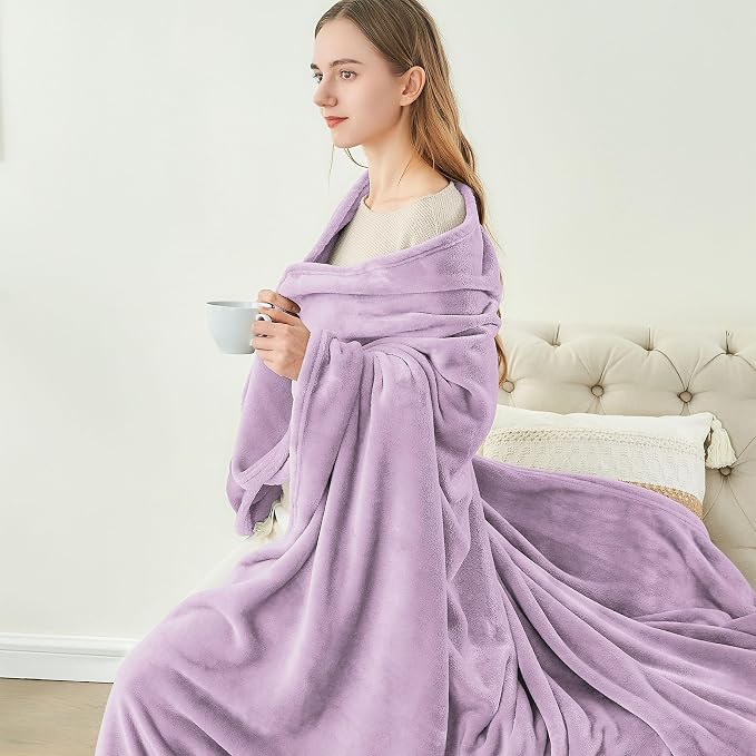 BEDELITE Fleece Blanket Twin Size Lilac Throw Blankets - Image 4