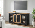 Martin Svensson Home Rustic 65" Black and Driftwood Solid Wood TV Stand with Storage