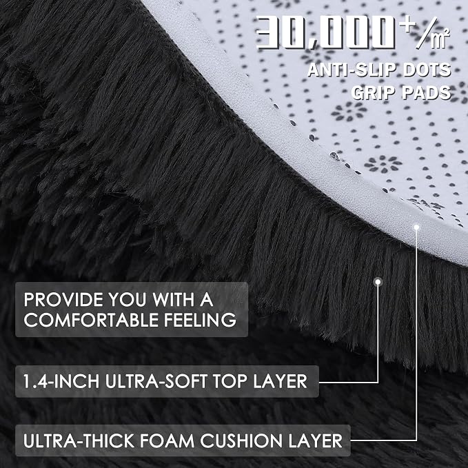 OLANLY Black Round Rugs for Bedroom - Image 7