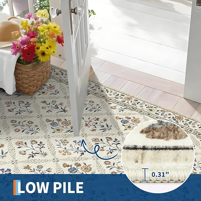 Washable Kitchen Rugs Non Slip 2x6 Hallway Runner Rug Stain Resistant Low Pile - Image 5