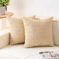 Pack of 2 Corduroy Decorative Throw Pillow Covers 22x22 Inch Soft Striped by Unknown