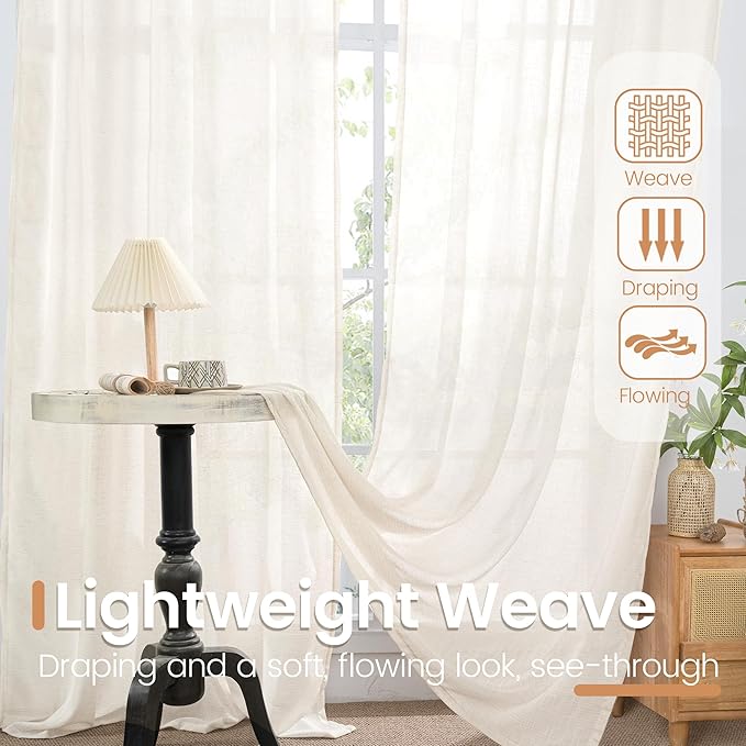 BGment Linen Semi Sheer Curtains 72 Inch Length - Image 5