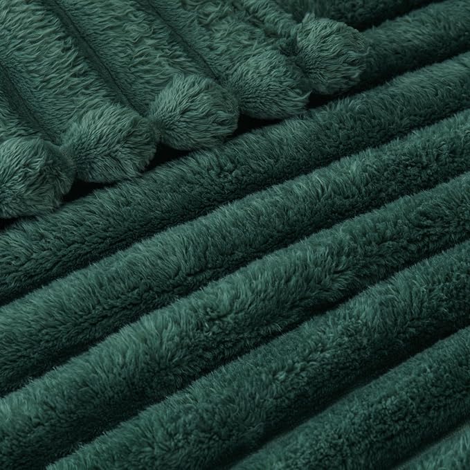 Exclusivo Mezcla Twin Size Flannel Fleece Blanket, Super Soft Striped Jacquard - Image 4