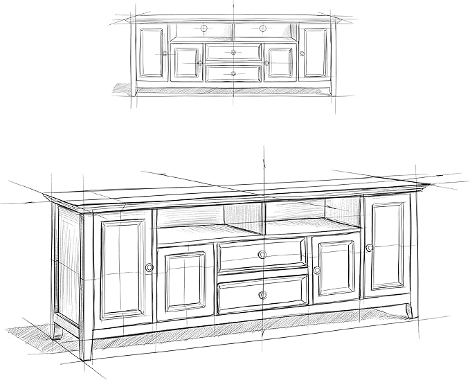 SIMPLIHOME Amherst 72-inch Wide Solid Wood TV Stand in Fog Grey, Transitional-Style Media Console for Living Room with Cable Management and Adjustable Shelves, Fits 80" TVs