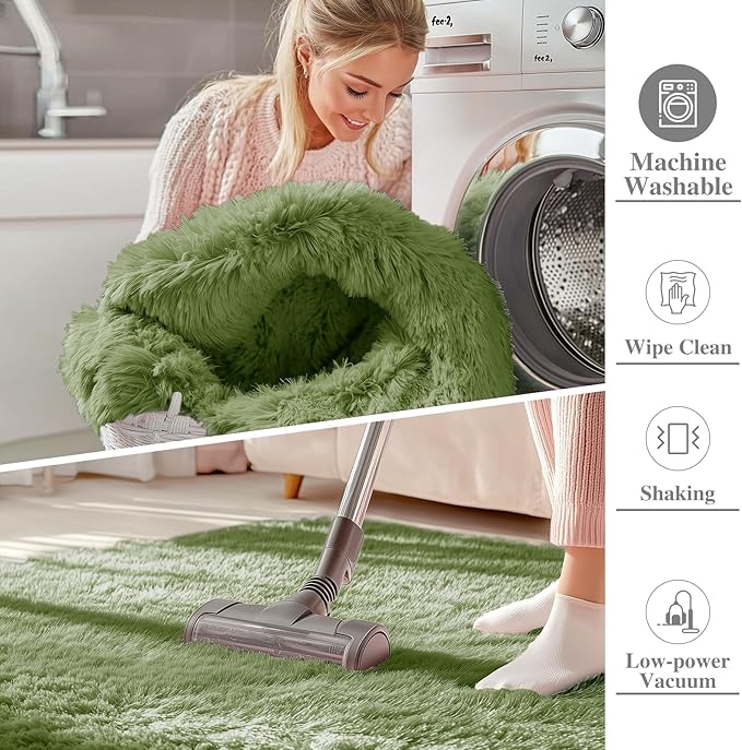 OLANLY Area Rugs for Living Room Bedroom, Machine Washable 4x5.9 ft Soft Fluffy - Image 2