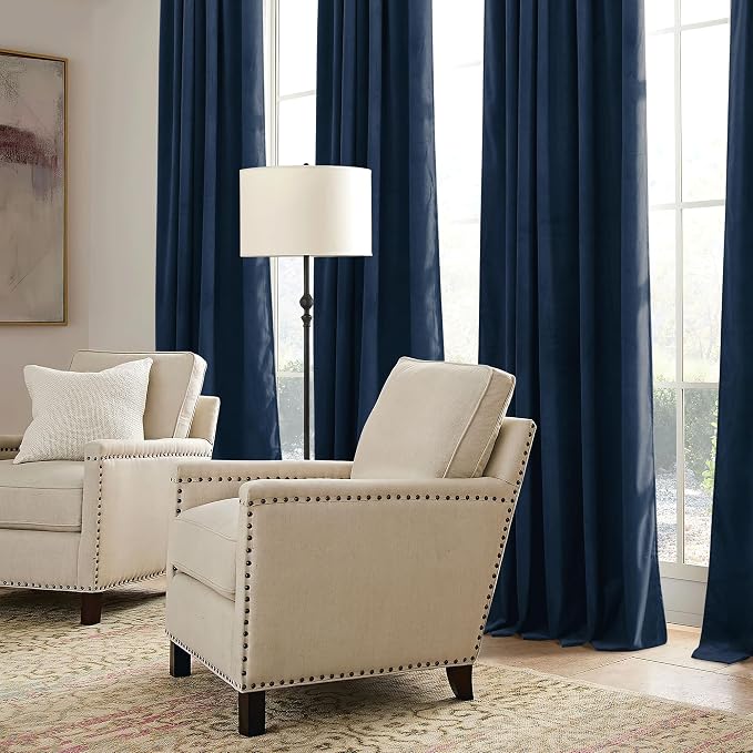RYB HOME Navy Blue Velvet Curtains 102 inches - Image 6