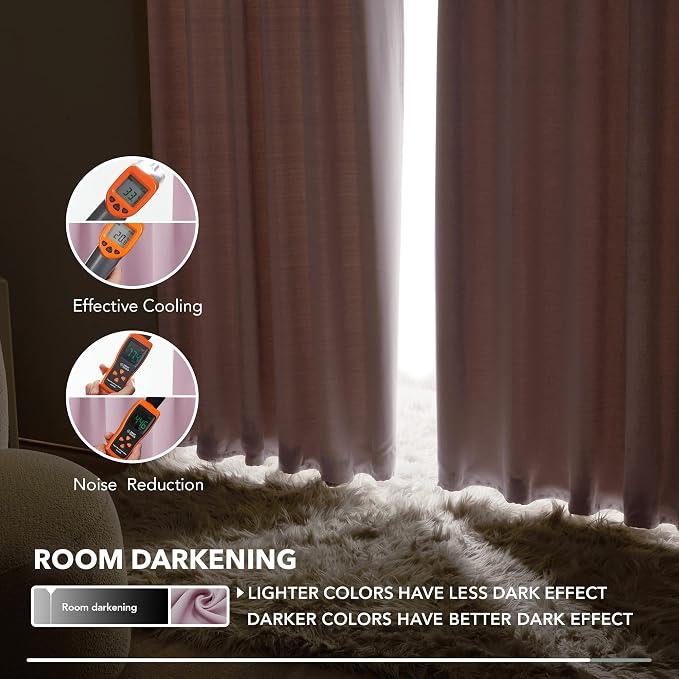 Deconovo Blackout Curtains, Thermal Insulated, W52 x L63 2 Panels, Back Tab - Image 7