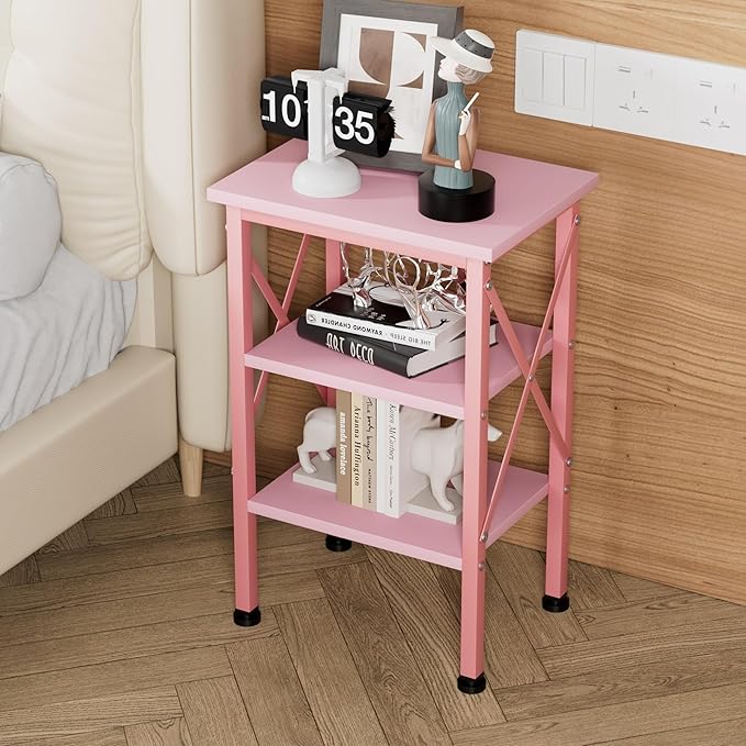 VECELO Modern Nightstands X-Design Side End Table Night Stand with Storage Shelf for Bedroom,Living Room,