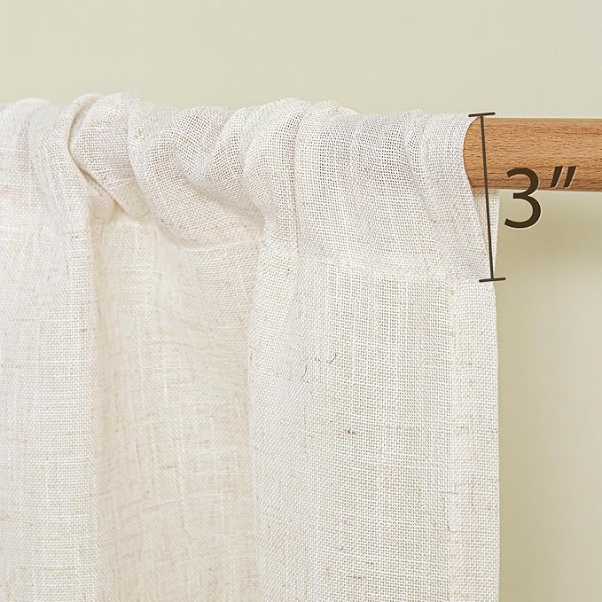 MYSKY HOME Kitchen Semi Sheer Linen Curtains 24 Inch Long, Light Filtering - Image 5