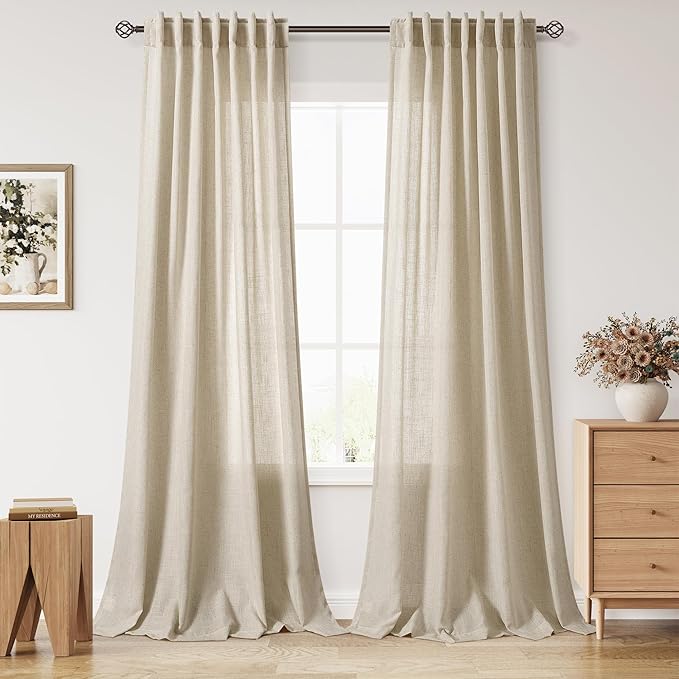 Nanspring Eggshell Beige Curtains 108 Inches Long by Nanspring