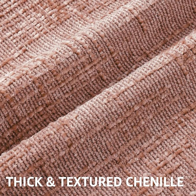 decorUhome Summer Pink Chenille Euro Sham Throw Pillow Covers 26x26 Set of 2 - Image 2