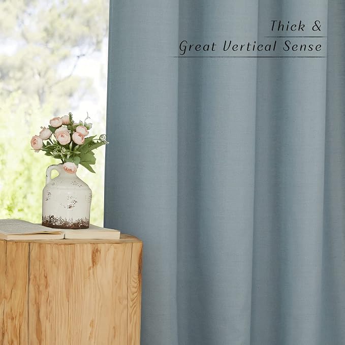 NICETOWN Thick Linen Stone Blue Curtains - Image 3