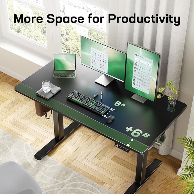 Marsail Electric Standing Desk with One-Piece Desktop,55 x 30 inch Height Adjustable Office Gaming Computer Desk with Deeper Tabletop,Home Office Stand up Desk with 4 Memory Presets, Desk for Bedroom