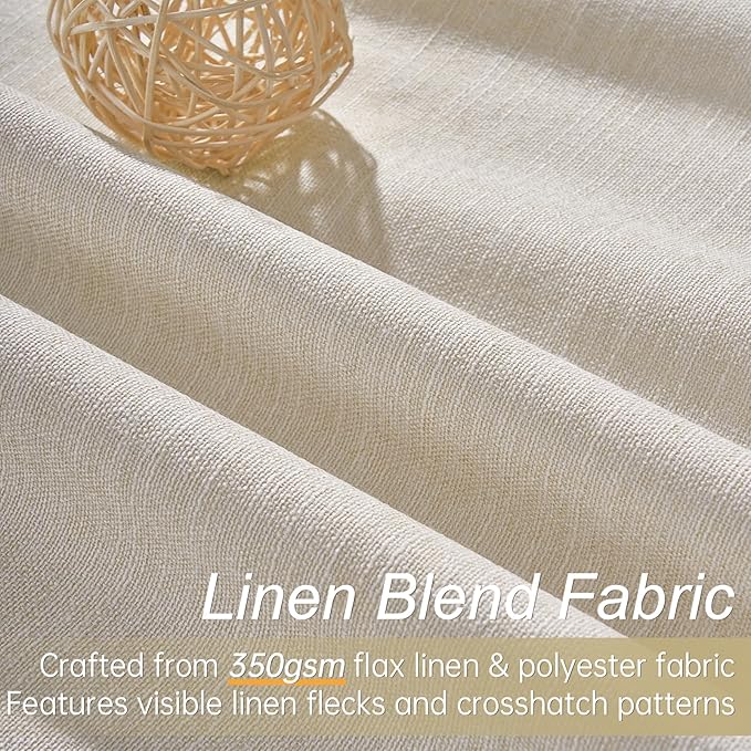 Topfinel Beige White 100% Blackout Curtains 72 Inches Long 2 Panels - Image 2