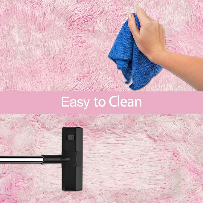 Tie-Dye Pink Upgraded Anti-Slip Fluffy Shag Rug - Image 7
