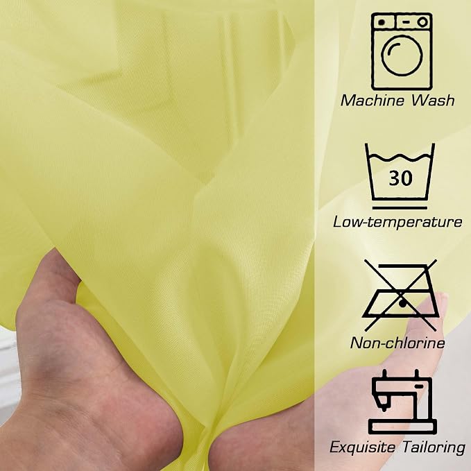 OWENIE Lemon Sheer Curtains for Bedroom Living Room 96 Inches Long 2 Panels Set - Image 5