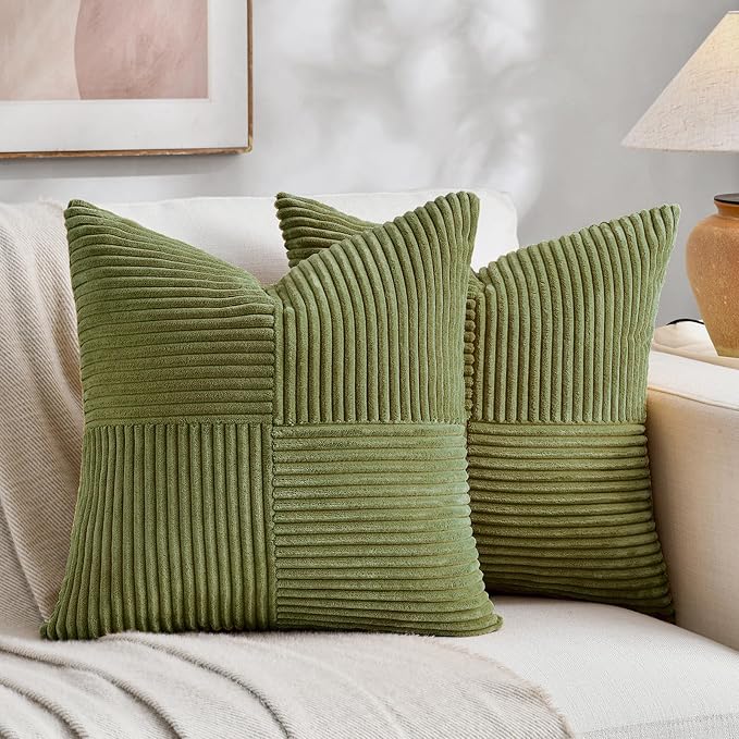 Fancy Homi 2 Packs Moss Green Decorative Throw Pillow Covers 16x16 Inch by Fancy+Homi