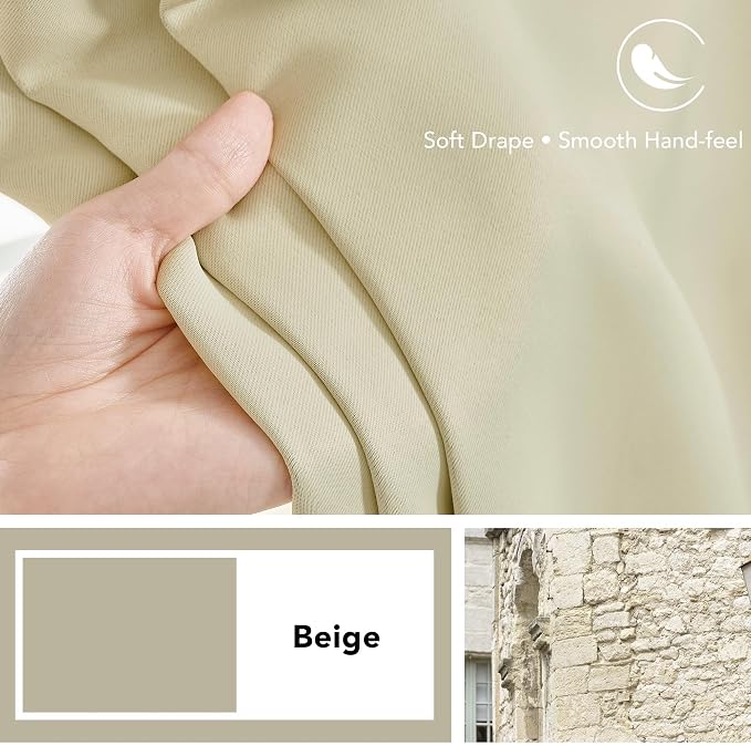 Deconovo Blackout Curtains, Thermal Insulated, W70 x L84 2 Panels, Back Tab - Image 7