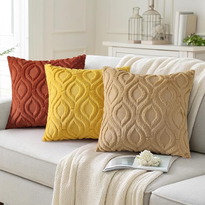 decorUhome Throw Pillow Covers 24x24 Inch Set of 2, Soft Plush Faux Wool Khaki - Image 8