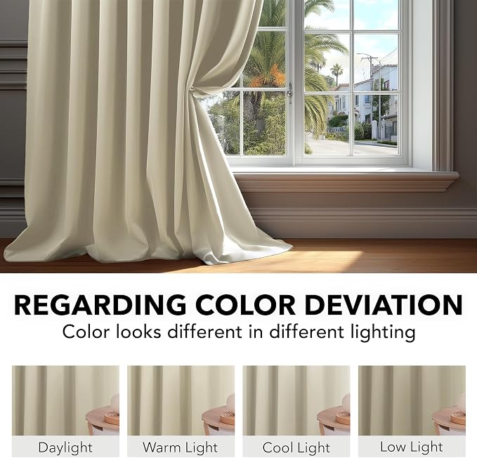 Deconovo Blackout Curtains, Thermal Insulated, W70 x L84 2 Panels, Back Tab - Image 6
