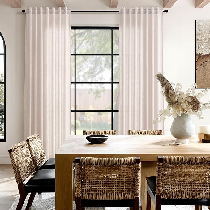 Nanspring Natural White Linen Curtains 63 Inch Length - Image 8